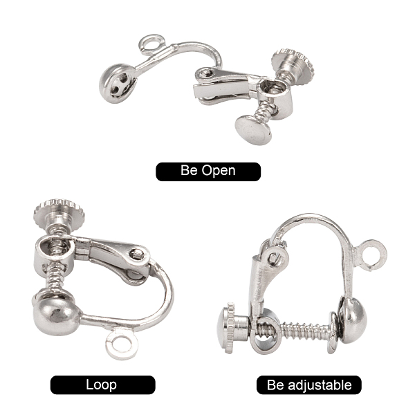 Brass Screw On Clip-on Earring Dangling Charms Pendants Setting Findings