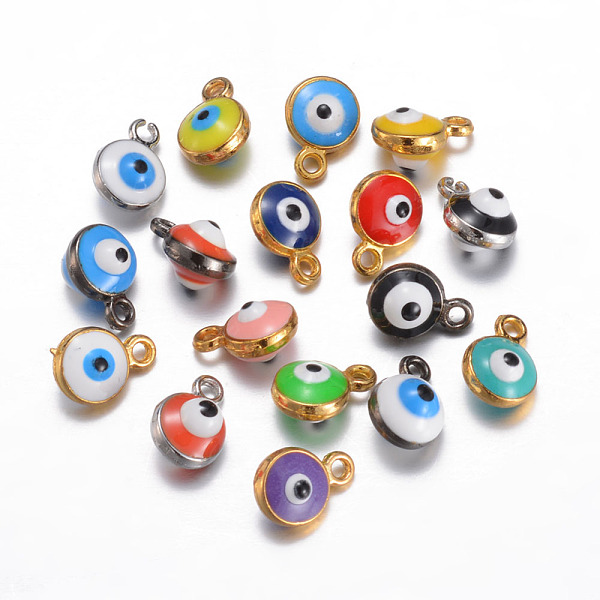 

PandaHall Alloy Enamel Charms, Evil Eye, Mixed Color, 9x6.5x5.5mm, Hole: 1mm Alloy+Enamel Eye Multicolor