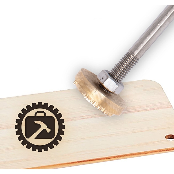 PandaHall Stamping Embossing Soldering Brass with Stamp, for Cake/Wood, Golden, Tools Pattern, 30mm Brass Tool
