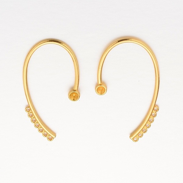 

PandaHall Alloy Cuff Earring Rhinestone Settings, with Horizontal Loop, Golden, Fit for 4mm Rhinestone, 56x36x4mm, Hole: 1mm Alloy