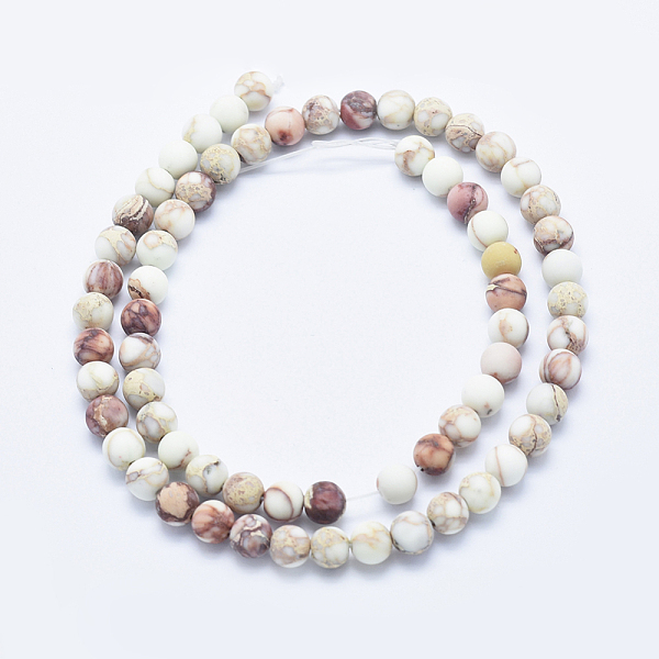 

PandaHall Natural Imperial Jasper Beads Strands, Frosted, Round, Beige, 6mm, Hole: 0.8mm, about 64pcs/strand, 15.7 inch Imperial Jasper..., Yellow