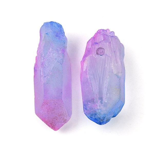 

PandaHall 3Pcs Electroplate Natural Quartz Crystal Beads Strands, Dyed, Faceted, Nuggets, Mauve, 23~47x8.5~9.5x8~10mm, Hole: 2mm Quartz..., Purple