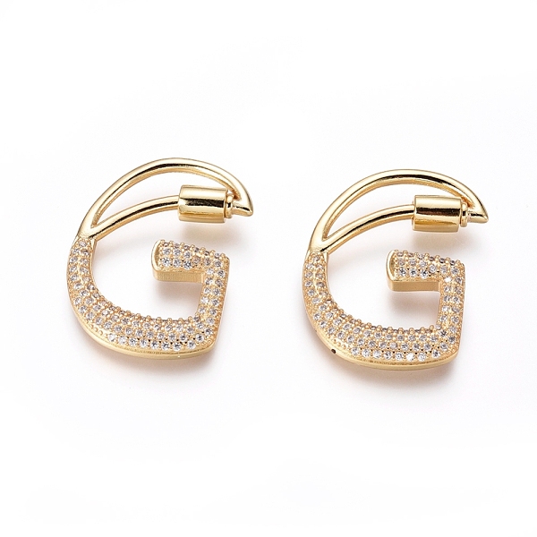 

PandaHall Brass Micro Pave Cubic Zirconia Screw Carabiner Lock Charms, for Necklaces Making, Long-Lasting Plated, Letter, Golden, Clear...