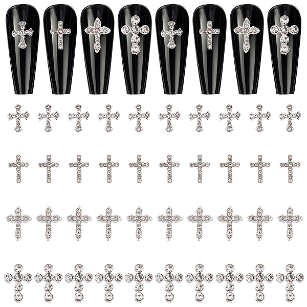 

PandaHall CRASPIRE Nail Charms Alloy+Rhinestone Cross Clear