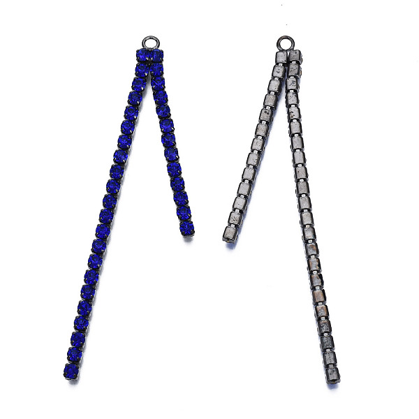 

PandaHall Rack Plated Brass Pave Rhinestone Chain Tassel Shape Big Pendants, Cadmium Free & Nickel Free & Lead Free, Gunmetal, Sapphire..., Blue
