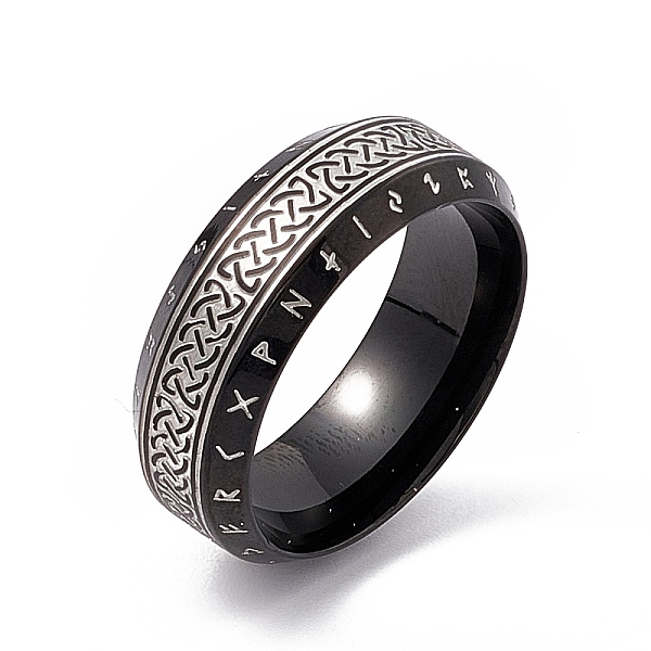 

PandaHall 304 Stainless Steel Sailor's Knot Finger Ring, Rune Words Odin Norse Viking Amulet Jewelry for Women Men, Electrophoresis Black...