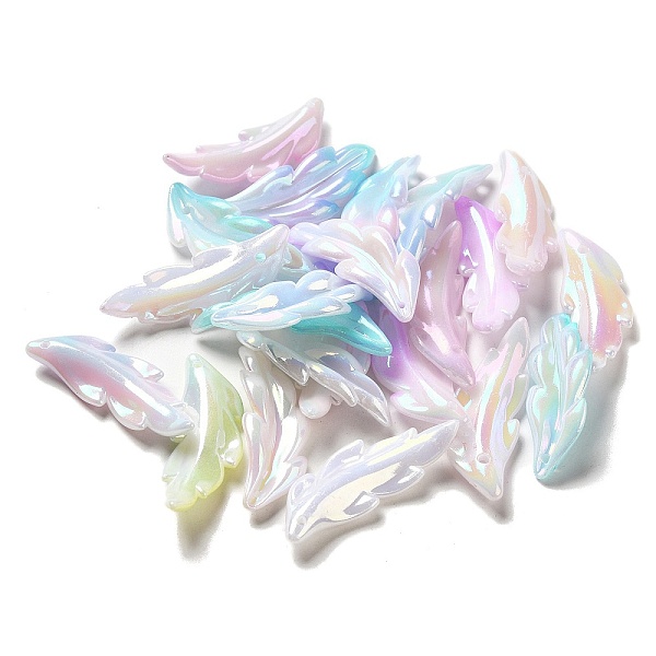 

PandaHall Opaque Acrylic Beads, AB Color, Feather, Colorful, 39.5x15x7mm, Hole: 1.5mm Acrylic Feather