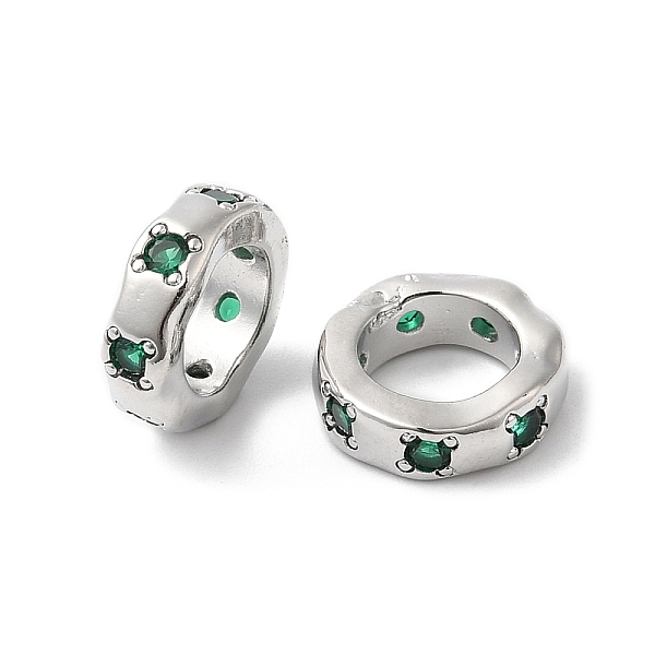

PandaHall Brass Micro Pave Cubic Zirconia Beads, Large Hole Beads, Ring, Real Platinum Plated, 12x4mm, Hole: 7.5mm Brass+Cubic Zirconia Ring..., Green