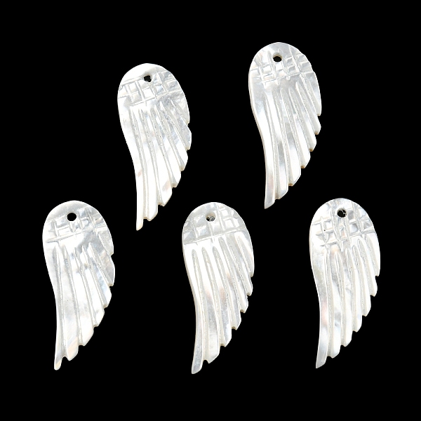 

PandaHall Natural White Shell Pendants, Angel Wing Charms, WhiteSmoke, 25x10x2.5mm, Hole: 1.2mm White Shell Wing White
