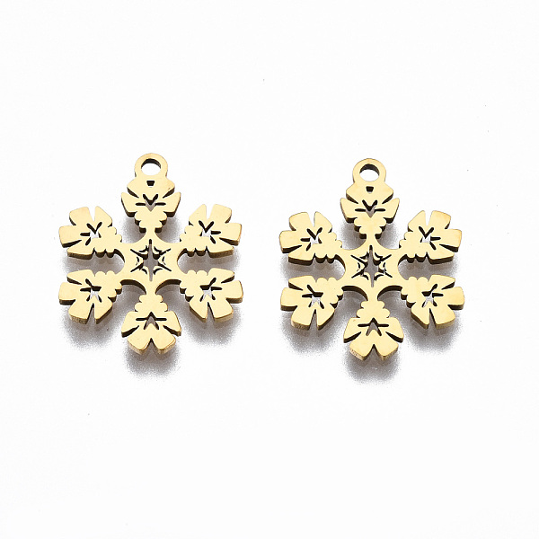 

PandaHall 201 Stainless Steel Pendants, Laser Cut, Christmas Snowflake, Golden, 16.5x13.5x1mm, Hole: 1.4mm 201 Stainless Steel Snowflake