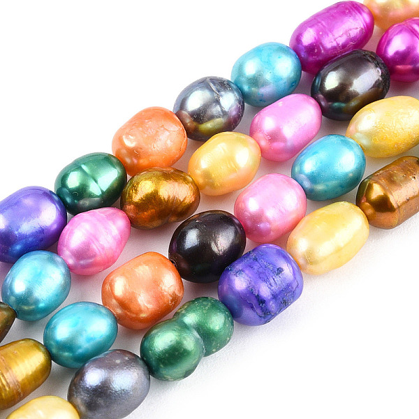 

PandaHall Dyed Natural Cultured Freshwater Pearl Beads Strands, Rice, Mixed Color, 5~6mm, Hole: 0.5mm, about 54pcs/strand, 14.1 inch Pearl..., Multicolor