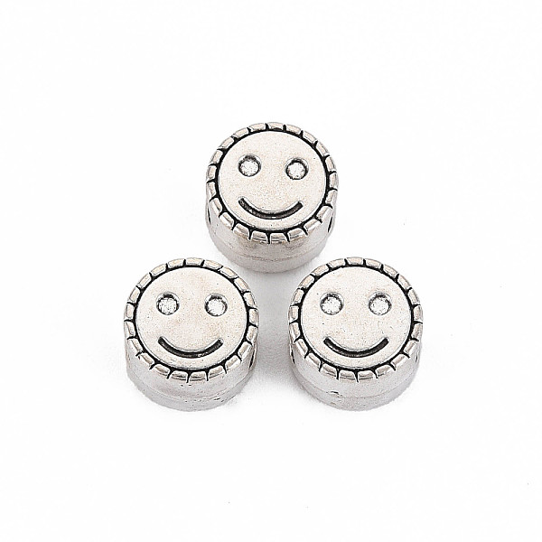 

PandaHall Tibetan Style Alloy European Beads, Cadmium Free & Lead Free, Flat Round with Smile, Antique Silver, 10x6.5mm, Hole: 4.5mm, about...