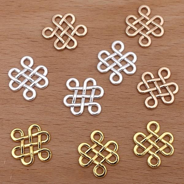 

PandaHall Chinese Style Alloy Connector Charms, Chinese Knot, Golden, 14x16mm Alloy Twist