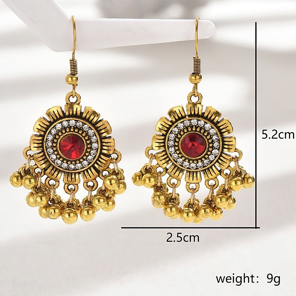 

PandaHall Bohemia Style Holiday Zinc Alloy Tassel Dangle Earrings for Women, Flat Round with Charms Alloy