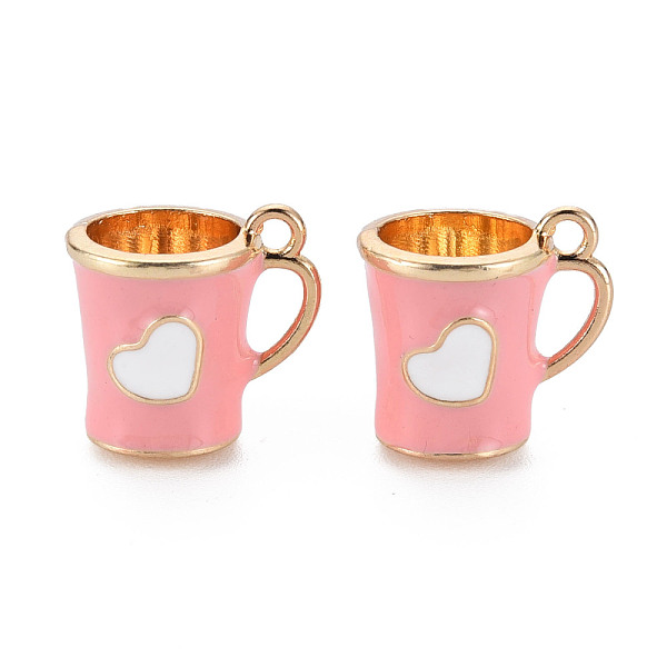 

PandaHall Rack Plating Alloy Enamel Charms, Cadmium Free & Nickel Free & Lead Free, Cup, Light Gold, Pink, 14x14x11mm, Hole: 1.5mm...