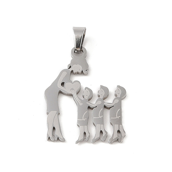 

PandaHall Mother's Day 304 Stainless Steel Pendants, Laser Cut, Mother and Child Charm, Stainless Steel Color, 33x24x1mm, Hole: 6x4mm 304...
