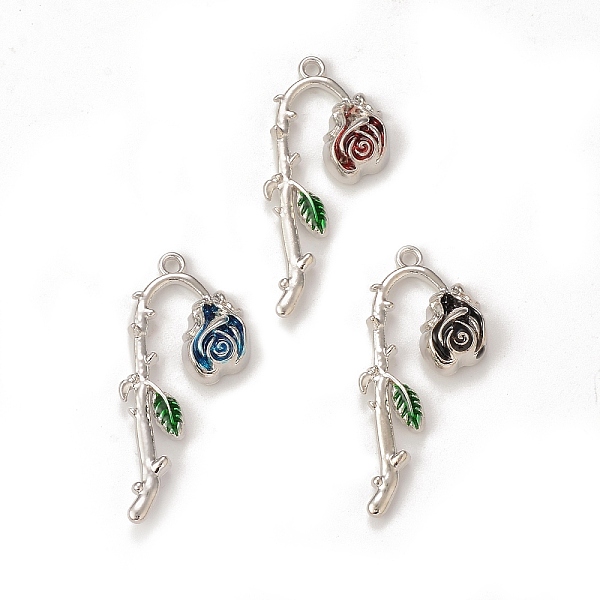 

PandaHall Rack Plating Alloy Enamel Pendants, Rose Flower Charm, Platinum, Mixed Color, 38.5x19x5mm, Hole: 1.8mm Alloy+Enamel Flower..., Multicolor