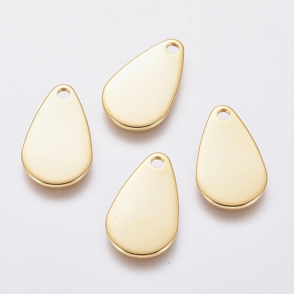 

PandaHall 201 Stainless Steel Pendants, Stamping Blank Tag, teardrop, Golden, 18x11x1mm, Hole: 1.8mm 201 Stainless Steel Teardrop