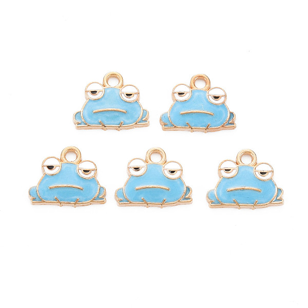 

PandaHall Alloy Enamel Pendants, Cadmium Free & Nickel Free & Lead Free, Light Gold, Frog, Deep Sky Blue, 12.5x15.5x2mm, Hole: 2mm...