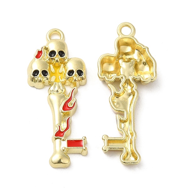 

PandaHall Alloy Enamel Pendant, Cadmium Free & Nickel Free & Lead Free, Key with Skull Charm, Golden, 34x13x4mm, Hole: 2mm Alloy+Enamel Key