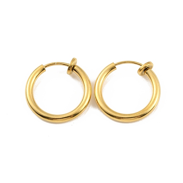 

PandaHall Ion Plating(IP) 304 Stainless Steel Clip-on Earrings, For Non-pierced Ears, Real 18K Gold Plated, 16x2mm 304 Stainless Steel Ring