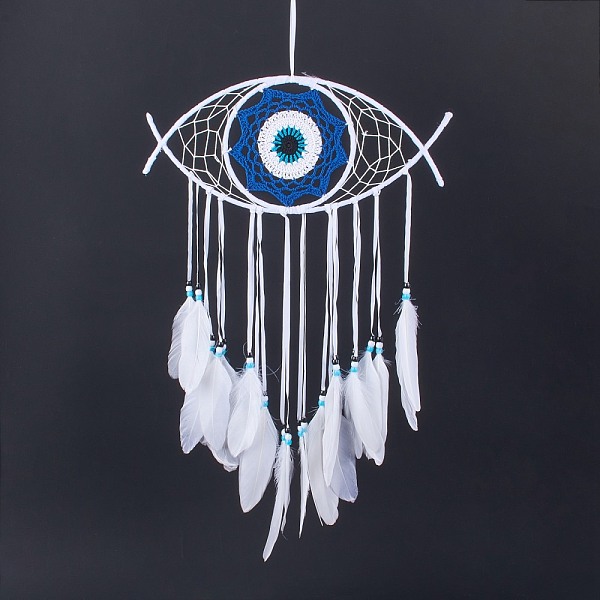 

PandaHall Creative Evil Eyes Dream-catching Decoration Pendant, Iron Ring with Feather and Butterfly, Birthday Gift, Mixed Color, 720mm Iron..., Multicolor