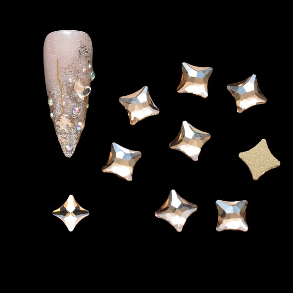 

PandaHall Flat Back Glass Rhinestone Cabochons, Nail Art Decoration Accessories, Faceted, Darts, Light Colorado Topaz, 8x8x2mm, Diagonal..., Yellow