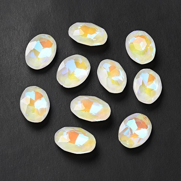 

PandaHall Mocha Fluorescent Style Glass Rhinestone Cabochons, Flat Back, Oval, Crystal AB, 18x13x5.5mm Glass Rhinestone Oval White