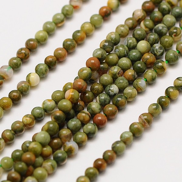

PandaHall Natural Gemstone Rhyolite Jasper Round Beads Strands, 3mm, Hole: 0.8mm, about 126pcs/strand, 16 inch Rhyolite Jasper Round