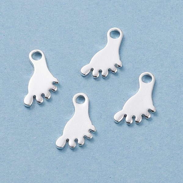 

PandaHall 201 Stainless Steel Charms, Footprint, Silver, 13x7x1mm, Hole: 2mm 201 Stainless Steel Body