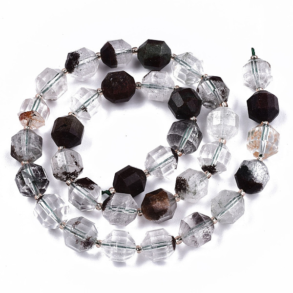 

PandaHall Natural Green Lodolite Quartz/Garden Quartz Beads Strands, Round, Faceted, 10.5x9mm, Hole: 1.2mm, about 34pcs/strand, 15.16 inch...