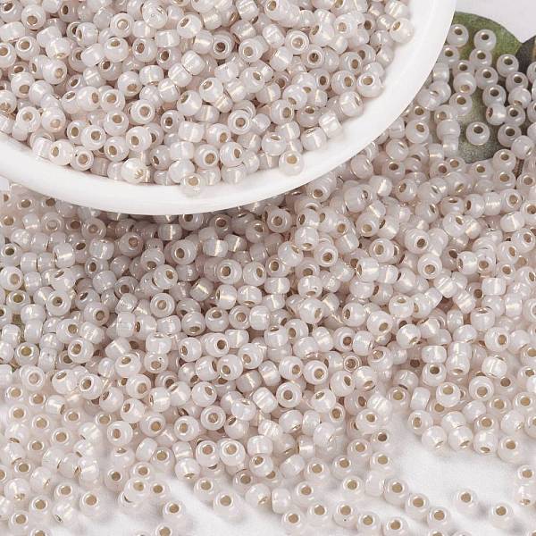 

PandaHall MIYUKI Round Rocailles Beads, Japanese Seed Beads, 8/0, (RR2352) Silverlined Pale Peach Opal, 3mm, Hole: 1mm, about 422~455pcs/10g..., Orange