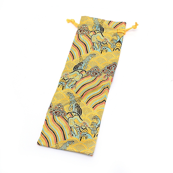 

PandaHall Brocade Drawstring Pouches, Candy Sachet Wallet Jewelry Bag, Goldenrod, 23.5~25x8~8.5x0.1cm Cloth Others Gold