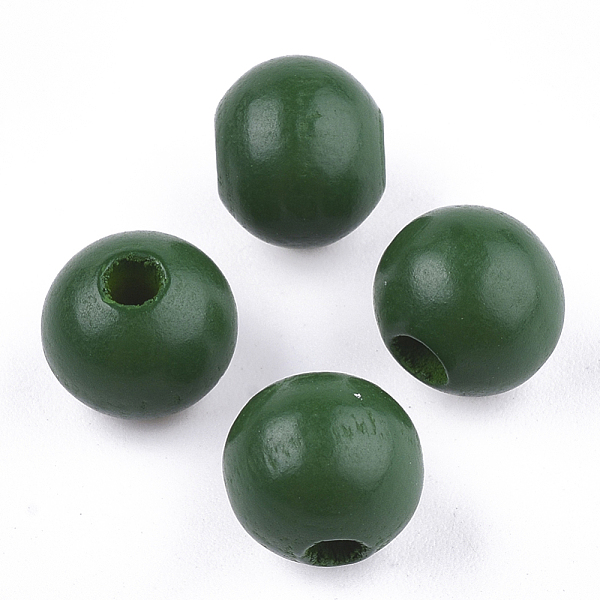 

PandaHall Painted Natural Wood Beads, Round, Green, 10x8.5~9mm, Hole: 2~3mm Schima Wood Round Green