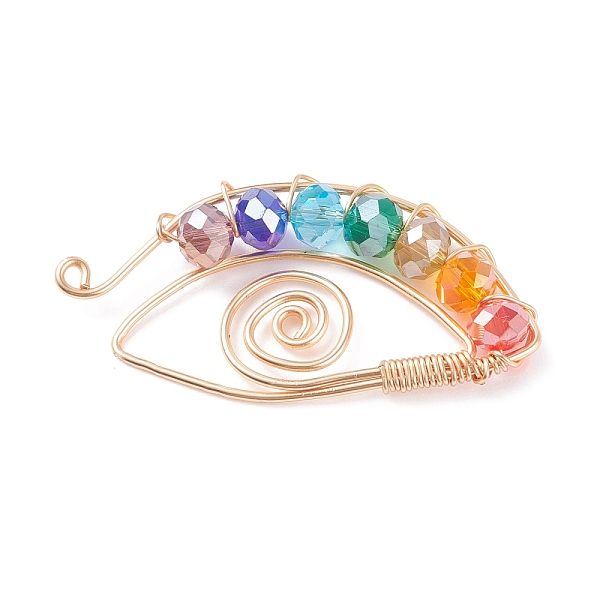 

PandaHall Wire Wrapped Glass Pendants, with Brass Findings, Evil Eye, Colorful, 44x22.5x6mm, Hole: 1.5mm Brass+Glass Eye