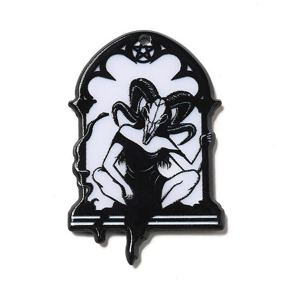 

PandaHall Printed Acrylic Pendants, Hecate Charm, Black, 43.5x27.5x2.5mm, Hole: 2mm Acrylic Arch Black