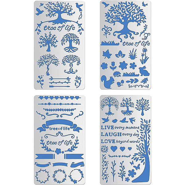 

PandaHall BENECREAT 4PCS 17.5x10cm Tree of Life Metal Stencils Templates for Wood carving, Drawings and Woodburning, Engraving and...