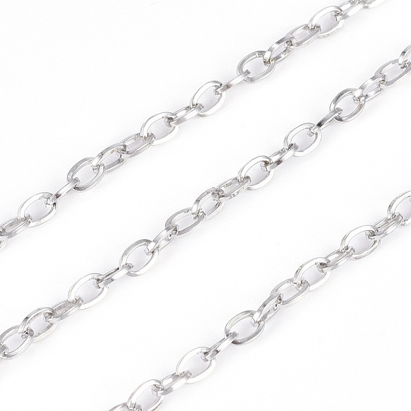 

PandaHall 304 Stainless Steel Cable Chains, Unwelded, with Spool, Flat Oval, Stainless Steel Color, 4x2.5x0.5mm, about 32.8 Feet(10m)/roll...