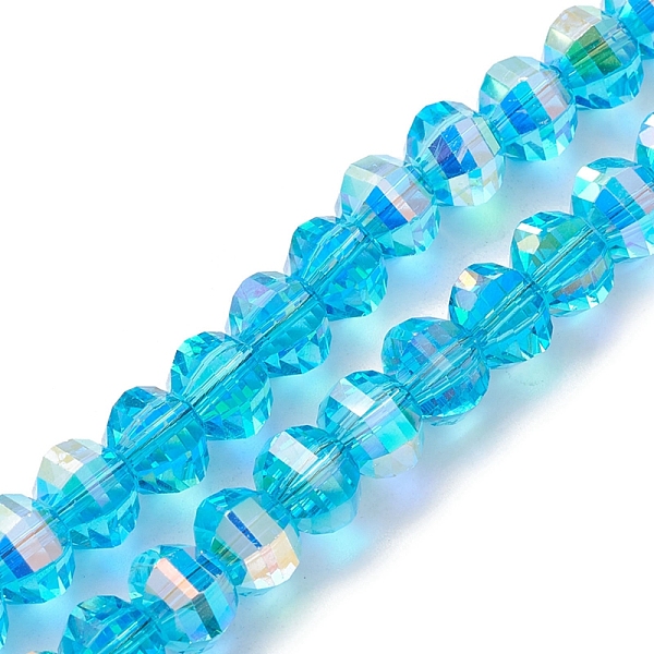 

PandaHall Electroplate Transparent Glass Beads Strands, Faceted, Rondelle, Deep Sky Blue, 8x6mm, Hole: 1.2mm, about 80pcs/strand, 19.29''...