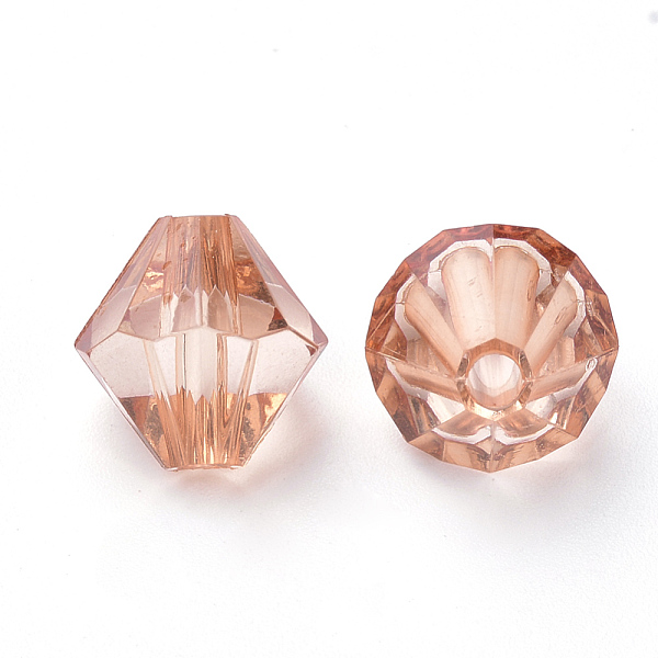 

PandaHall Transparent Acrylic Beads, Bicone, Dark Salmon, 6x5.5mm, Hole: 1.5mm, about 6120pcs/500g Acrylic Bicone Red