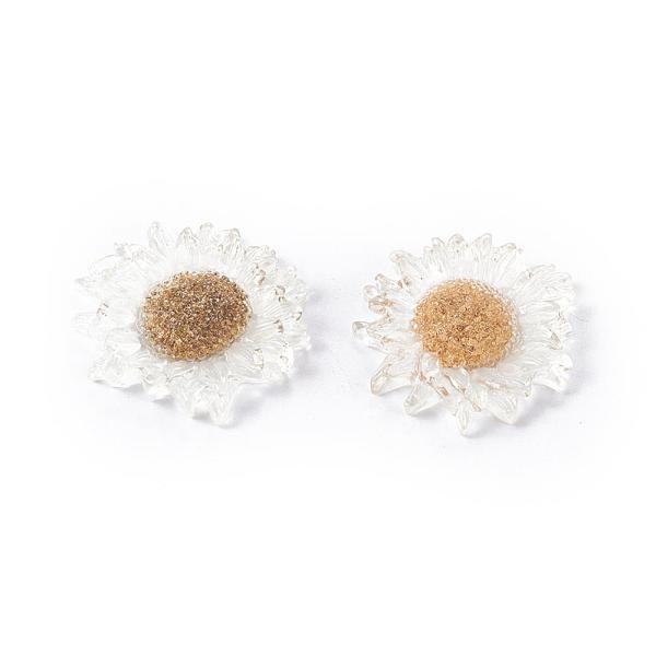 

PandaHall Transparent Resin Cabochons, with Gold Foil, Flower, Clear, 35x34x6mm Resin Flower Clear
