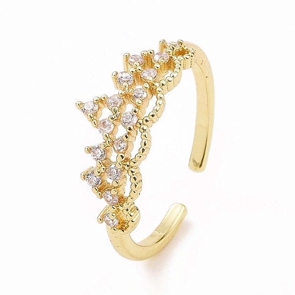 

PandaHall Clear Cubic Zirconia Crown Open Cuff Ring, Brass Jewelry for Women, Real 18K Gold Plated, Inner Diameter: 17mm Brass+Cubic...