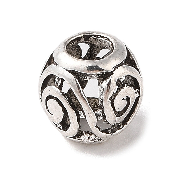 

PandaHall Tibetan Style Hollow Out Alloy European Beads, Large Hole Beads, Cadmium Free & Lead Free, Round with Vortex Pattern, Antique...
