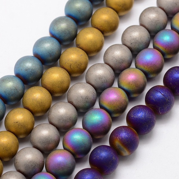 

PandaHall Electroplate Non-magnetic Synthetic Hematite Beads Strands, Matte Style, Round, Mixed Color, 6mm, Hole: 1mm, about 70pcs/strand...