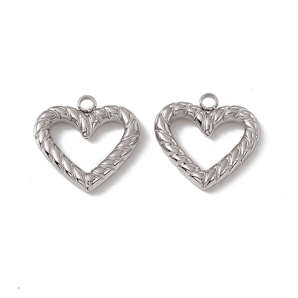 

PandaHall 201 Stainless Steel Pendants, Heart Charm, Stainless Steel Color, 16x16x3mm, Hole: 1.6mm 201 Stainless Steel Heart