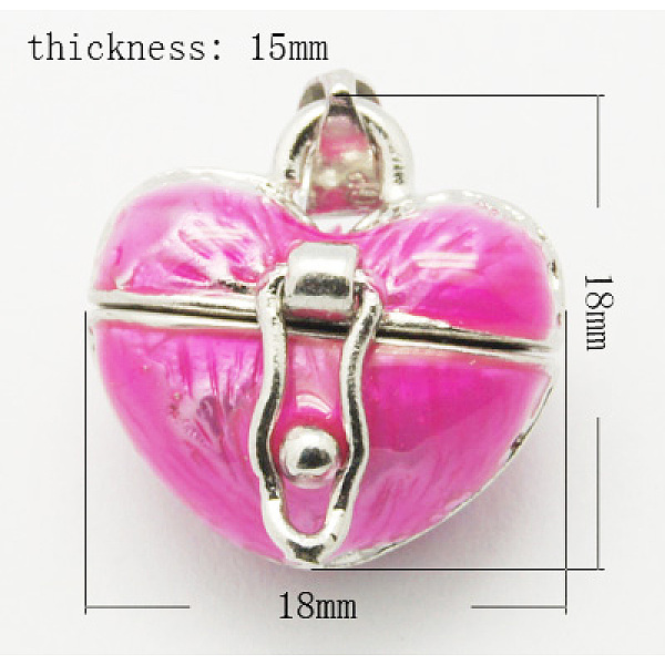 

PandaHall Brass Prayer Box Pendants, Enamel, Heart, Platinum, Deep Pink, 18x18x15mm, Hole: 4x6mm Brass Heart Pink