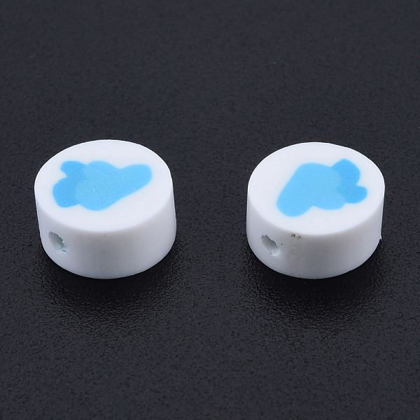 

PandaHall Handmade Polymer Clay Beads, Flat Round, Cloud Pattern, 9~9.5x4.5~5mm, Hole: 1.6mm Polymer Clay Cloud