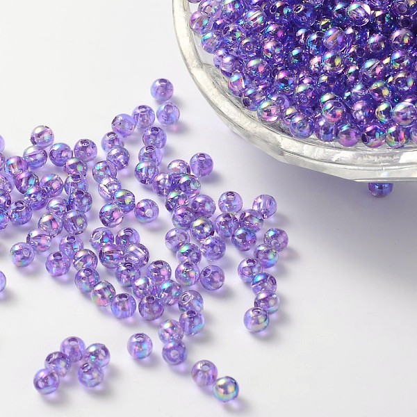

PandaHall Eco-Friendly Transparent Acrylic Beads, Round, AB Color, Medium Orchid, 8mm, Hole: 1.5mm Acrylic Round