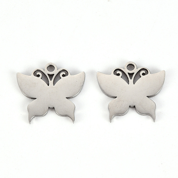 

PandaHall 201 Stainless Steel Pendants, Laser Cut, Butterfly, Stainless Steel Color, 14.5x15.5x1mm, Hole: 1.6mm 201 Stainless Steel...