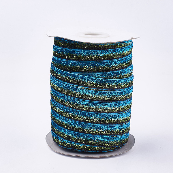 

PandaHall Glitter Sparkle Ribbon, Polyester & Nylon Ribbon, Colorful, 3/8 inch(9.5~10mm), about 50yards/roll(45.72m/roll) Polyester None